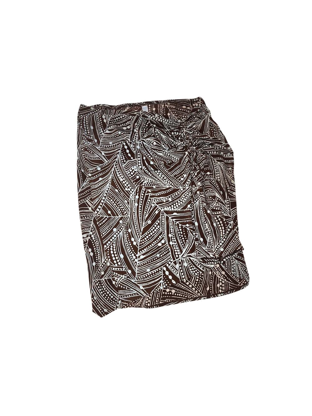 Old Navy Brown Green Ruched Side Split Skirt M